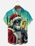 Moisture-wicking Christmas Santa Candy Cane Chest Pocket Casual Shirt