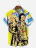 Moisture-wicking Music Festival Grunge Art Punk Skeleton Chest Pocket Casual Shirt