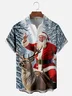 Moisture-wicking Christmas Santa Reindeer Chest Pocket Casual Shirt