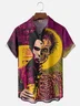 Moisture-wicking Music Festival Grunge Art Punk Skeleton Chest Pocket Casual Shirt
