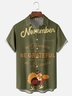 Moisture-wicking Thanksgiving Turkey Art Chest Pocket Casual Shirt