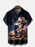 Moisture-Wicking Outdoor Gradient Color Western Cowboy Old Man Bonfire Chest Pocket Hawaiian Shirt