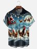 Moisture Wicking Christmas Santa Claus Fun Chicken Chest Pocket Hawaiian Shirt