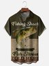 Moisture-Wicking Outdoor Gradient Retro Fishing Poster Chest Pocket Hawaiian Shirt