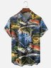 Moisture-Wicking Outdoor Gradient Fish Jumping Out Of The Sea Chest Pocket Hawaiian Shirt