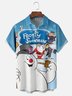 Moisture Wicking Christmas Snowman Chest Pocket Hawaiian Shirt