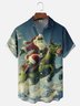 Moisture Wicking Christmas Santa Claus Fun Green Donkey Chest Pocket Hawaiian Shirt