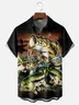 Moisture-wicking Outdoor Gradient Sunset Fish Chest Pocket Hawaiian Shirt