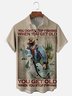 Moisture-Wicking Outdoor Gradient Retro Fishing Poster Chest Pocket Hawaiian Shirt