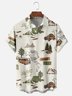 Moisture-Wicking Outdoor Camper Tent Tree Map Chest Pocket Hawaiian Shirt