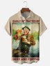 Moisture wicking Outdoor Beer Drinking Fishing Old Man Poster Chest Pocket Hawaiian Shirt