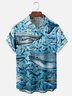 Moisture-Wicking Outdoor Gradient Abstract Whale Chest Pocket Hawaiian Shirt