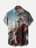 Moisture Wicking Nautical Santa Claus Chest Pocket Hawaiian Shirt