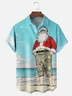 Moisture Wicking Christmas Santa Claus Chest Pocket Hawaiian Shirt