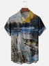 Moisture-Wicking Outdoor Gradient Iakeside Fishing Chest Pocket Hawaiian Shirt