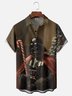 Moisture Wicking Christmas Star Warrior Candy Cane Chest Pocket Hawaiian Shirt