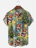 Moisture-Wicking Santa Claus Christmas Tree Chest Pocket Hawaiian Shirt