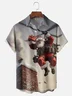 Moisture Wicking Santa Claus Arrives from Helicopter Hawaiian Shirt with Chest Pocket