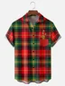 Moisture Wicking Christmas Plaid Animal Chest Pocket Hawaiian Shirt