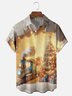 Moisture-Wicking Christmas Tree Train Chest Pocket Hawaiian Shirt