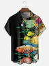 Moisture Wicking Gradient Colors Undersea Fish Seaweed Chest Pocket Hawaiian Shirt