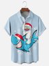 Moisture-Wicking Christmas Snowman Shark Chest Pocket Hawaiian Shirt
