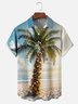 Moisture-Wicking Beach Christmas Tree Chest Pocket Hawaiian Shirt