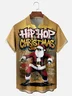 Moisture-Wicking Hip Hop Santa Claus Chest Pocket Hawaiian Shirt