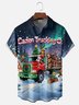 Moisture-Wicking Breathable Santa Claus Reindeer Christmas Tree Transport Chest Pocket Hawaiian Shirt