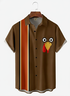 Moisture-wicking Thanksgiving Turkey Chest Pocket Bowling Shirt