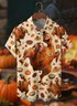 Moisture-wicking Thanksgiving Turkey Pumpkin Chest Pocket Casual Shirt