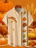 Moisture-wicking Thanksgiving Turkey Fun Pumpkin Chest Pocket Bowling Shirt