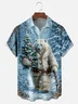 Tall Size Moisture-wicking Christmas Polar Bear Christmas Tree Funny Chest Pocket Casual Shirt
