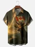 Moisture-wicking Canada Beaver Red Deer Lightning Chest Pocket Casual Shirt