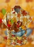 Moisture-Wicking Sweat-Wicking Fun Yacht Turkey Maple Leaf Checkered Chest Pocket Hawaiian Shirt