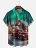 Moisture-wicking Christmas Tree Car Aurora Chest Pocket Casual Shirt