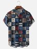 Moisture-wicking Christmas Patchwork Chest Pocket Casual Shirt