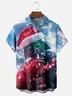 Moisture-wicking Christmas Santa Hat Star Art Chest Pocket Casual Shirt