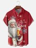 Moisture-Wicking Santa Claus Beer Chest Pocket Hawaiian Shirt