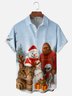 Moisture Wicking Fun Christmas Cat Selfie Bigfoot Alien Snowman Chest Pocket Hawaiian Shirt