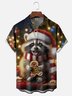 Moisture-wicking Christmas Raccoon Gingerbread Chest Pocket Casual Shirt