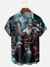 Moisture-wicking Christmas Santa Claus Elk Axe Chest Pocket Casual Shirt