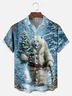 Big Size Moisture-wicking Christmas Polar Bear Christmas Tree Funny Chest Pocket Casual Shirt