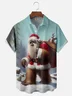Moisture-wicking Christmas Santa Claus Bigfoot Chest Pocket Casual Shirt