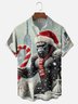 Moisture-wicking Christmas Fun Gorilla King Chest Pocket Casual Shirt