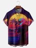 Moisture-wicking Motorcycle Rider Coconut Tree Gradient Chest Pocket Casual Shirt