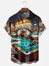 Moisture-wicking Fun Shark Billiards Beer Chest Pocket Casual Shirt