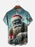 Moisture-wicking Christmas Fun Bigfoot Chest Pocket Casual Shirt