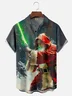 Moisture-wicking Christmas Santa Claus Saber Chest Pocket Casual Shirt