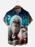 Moisture-wicking Christmas Snowman Santa Claus Chest Pocket Casual Shirt